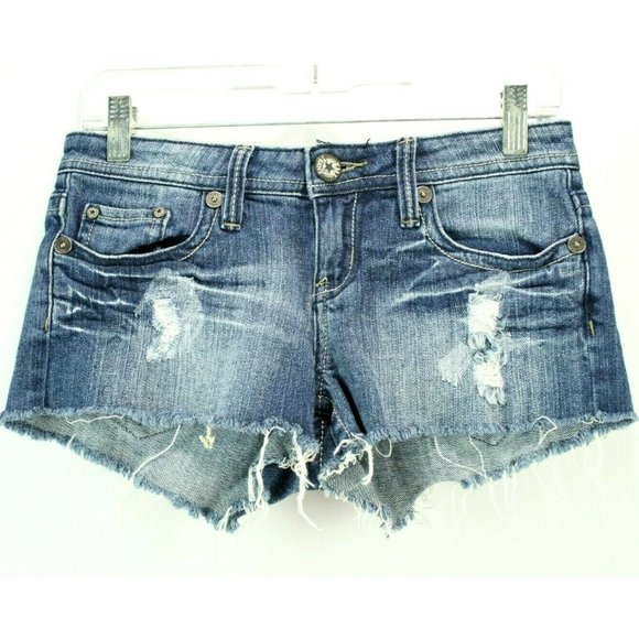 YMI Pants - YMI Womens Sz 0 Shorts Medium Wash Cutoff Distressed Frayed Booty Destroyed